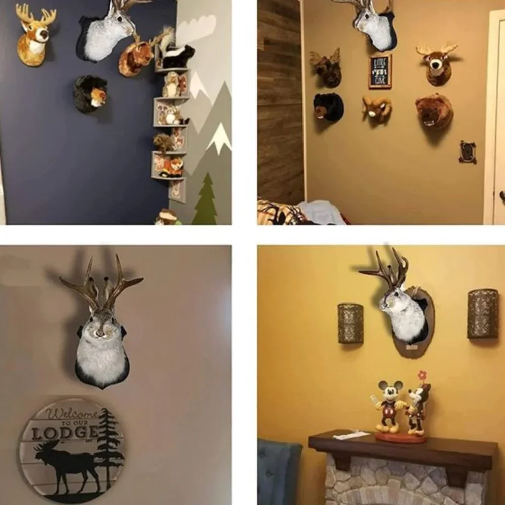 Jackalope Resin Wall Mount – Retro Deer Head Wall Sculpture